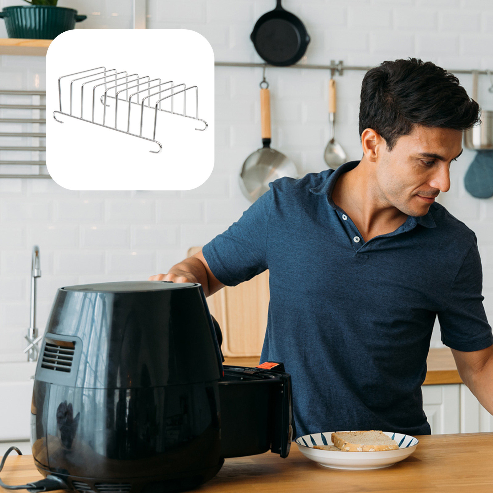 2Pcs Stainless Steel Air Fryer - Kitchen Baking Rack recension och pris