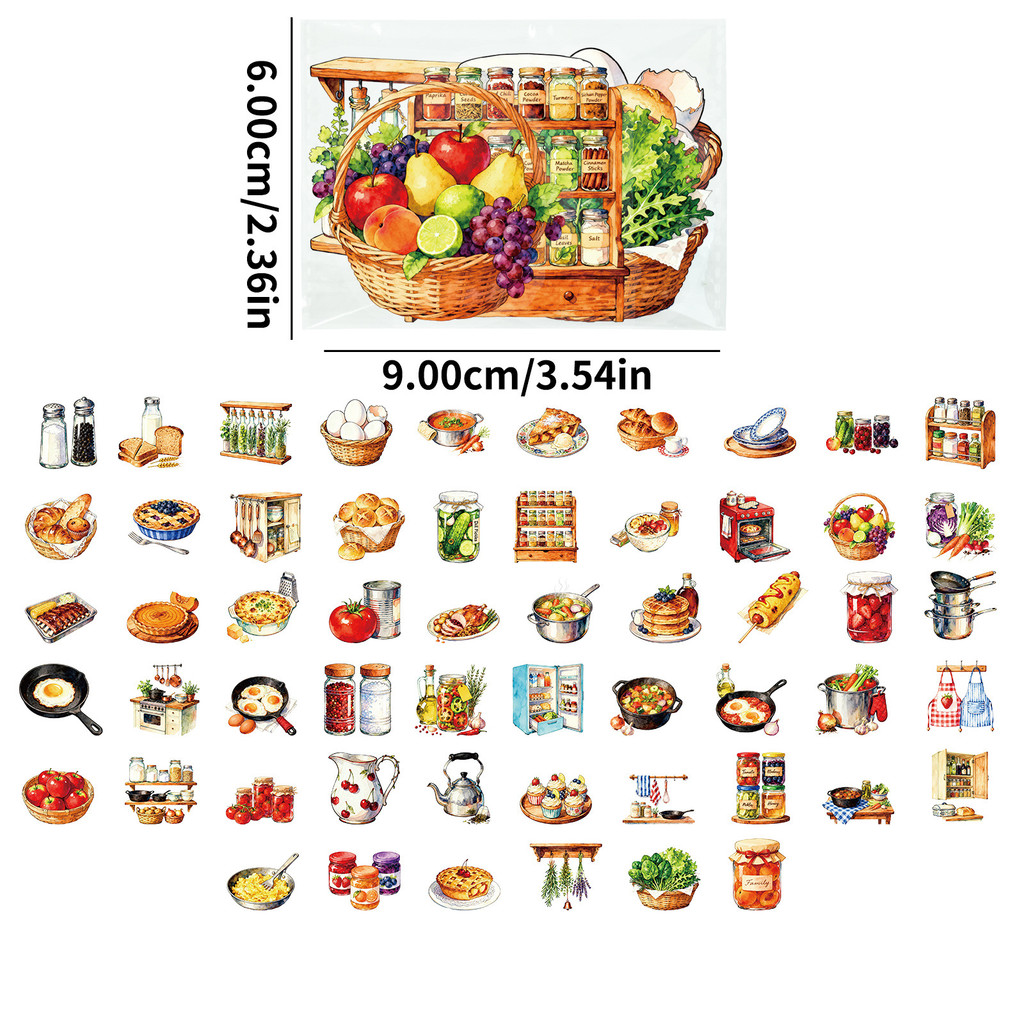 56Pcs Retro Kitchen PET Sticke - Kitchen Baking Sheets recension och pris