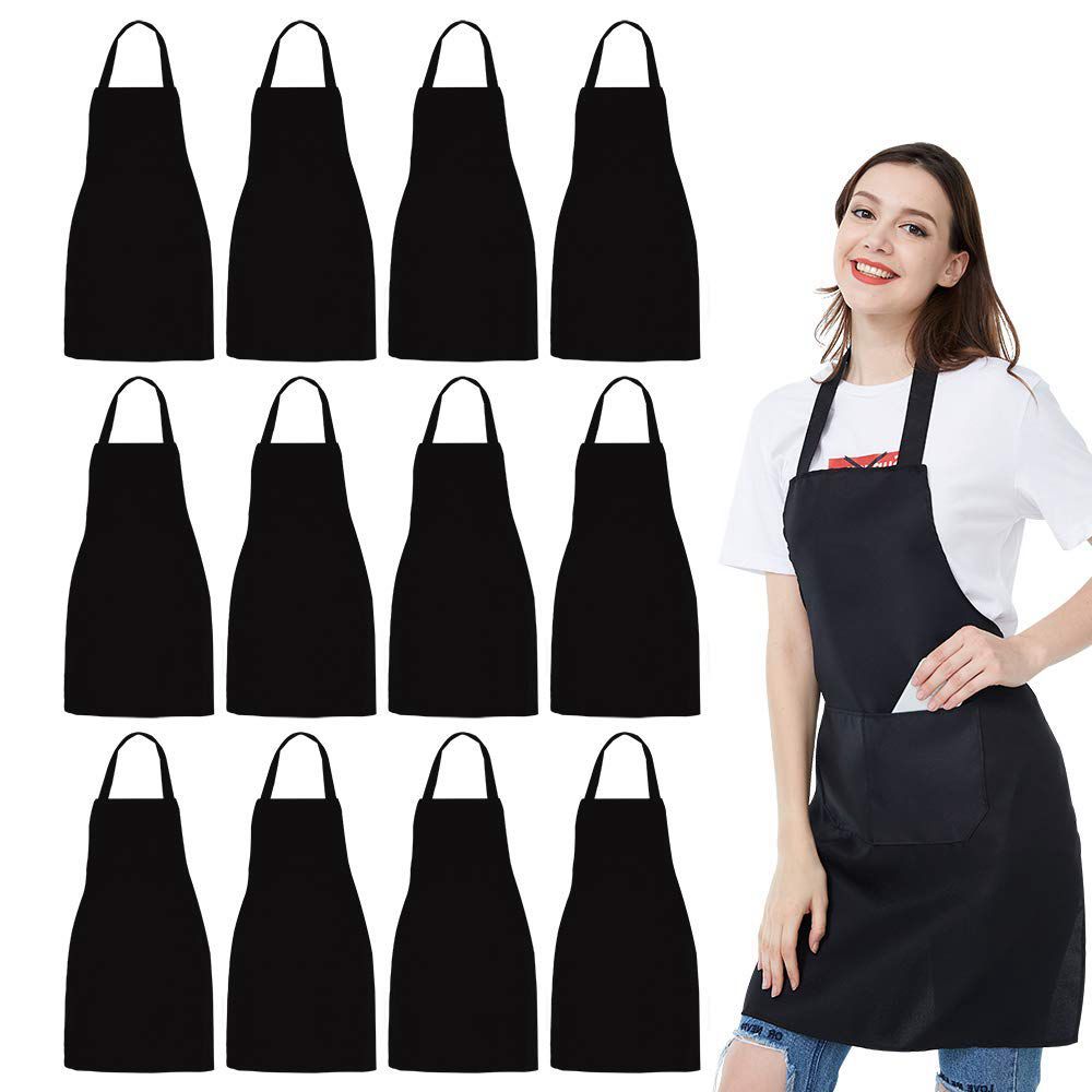 12 Pack Bib Apron - Unisex Bla - Kitchen Baking Drawing recension och pris